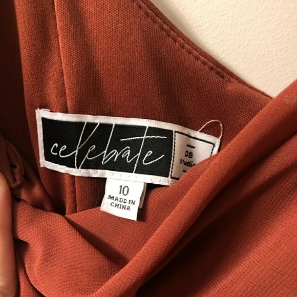 Cinnamon Cowl Neck Bridesmaid Dress - Picture 2 of 3